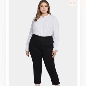 NYDJ Margot Girlfriend Cool Embrace Crop High-Waist Plus Black Jeans 28WP NWT